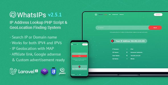 WhatsIPs | IP Address Lookup PHP Script    Search