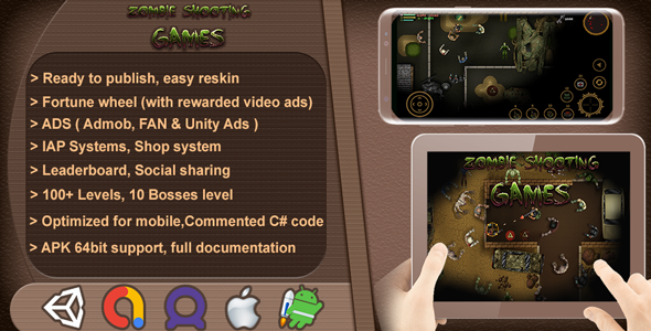 Zombie Shooting Games 2D - Complete Game Template / Project - Unity Game Android  Mobile Games