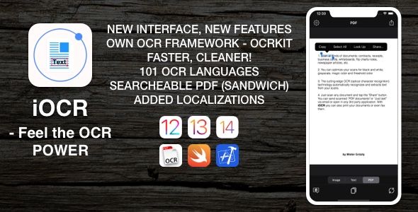 iOCR | iOS Optical Character Recognition Application iOS  Mobile Full Applications