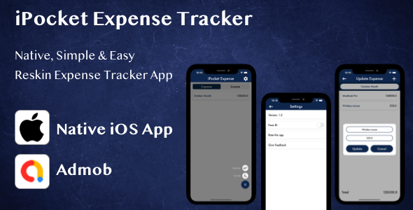 iPocket Expense Tracker (Swift, Admob - Full Application) iOS  Mobile Full Applications