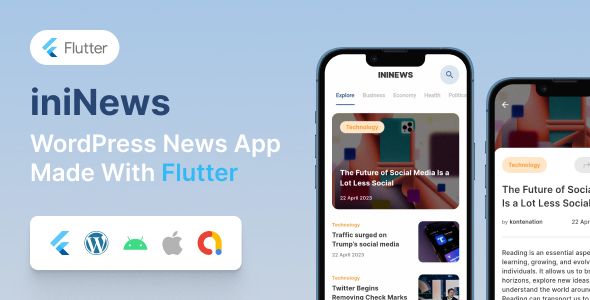 iniNews - Flutter mobile app for WordPress