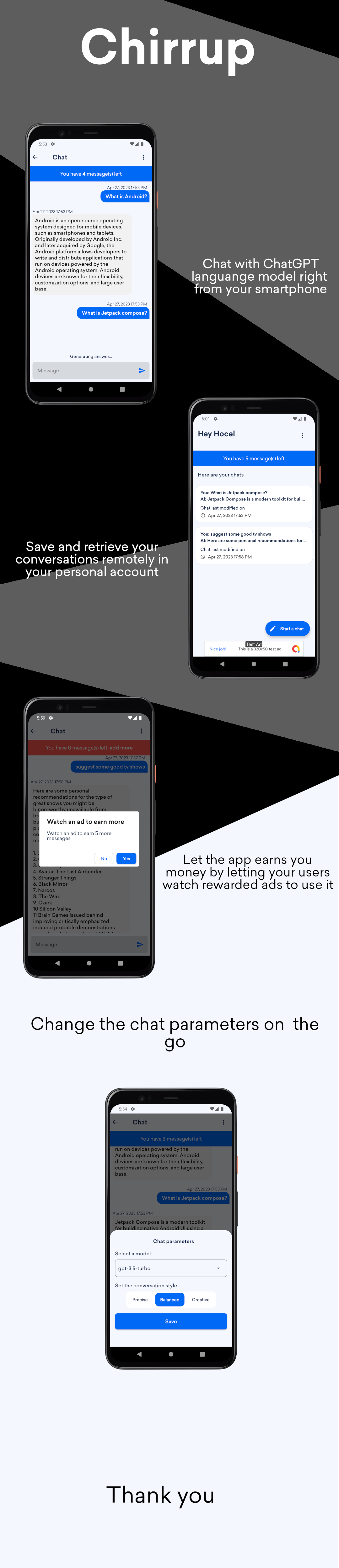 Chirrup - ChatGPT native Android app - 1