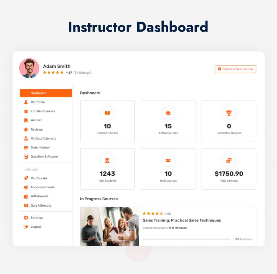 Instructor dashboard