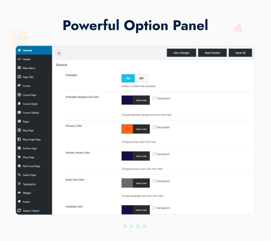 Option panel