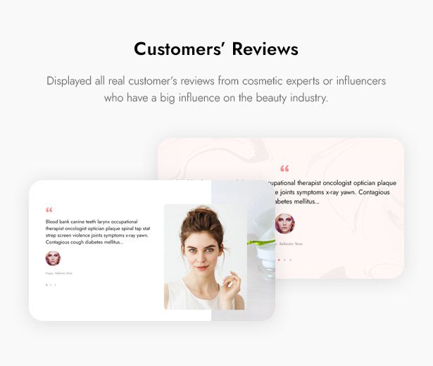 Beautifo Cosmetics WordPress Theme - Impressive Customers’ Reviews on Beauty Website