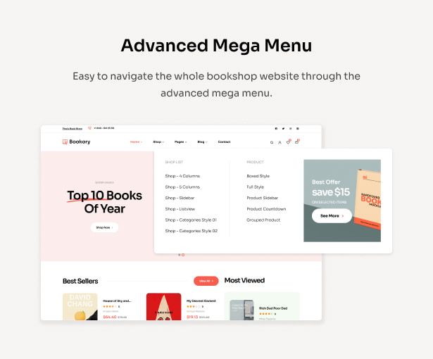 Bookory - Bookstore WordPress Theme - Mega Menu