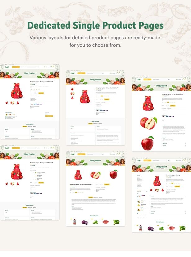 Ecolive - Organic Food WooCommerce WordPress Theme - Dedicated Single Product Pages