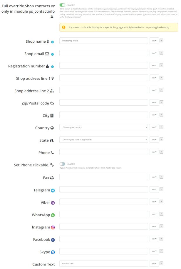 Multi-Language Contacts Prestashop module - 2