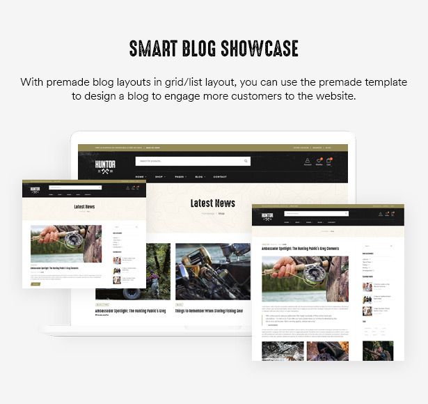 Huntor Hunting Outdoor Shop WooCommerce Theme blog showcase