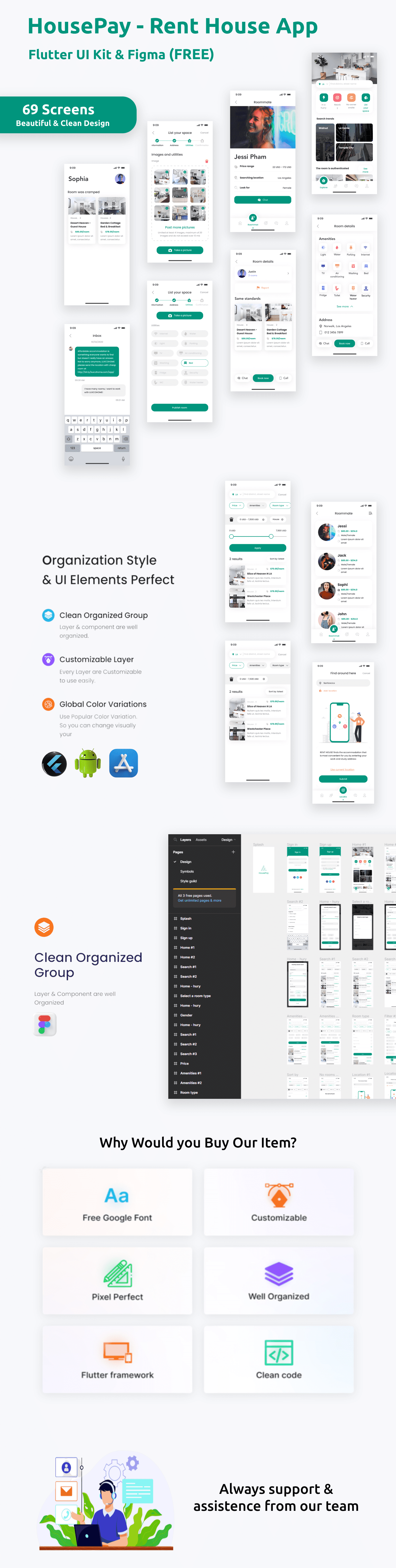Rent Home App | UI Kit | Flutter | Figma FREE | Life Time Update | HousePay - 1