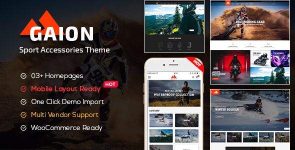 Gaion - Sport Accessories Shop WordPress WooCommerce Theme (Mobile Layout Ready)