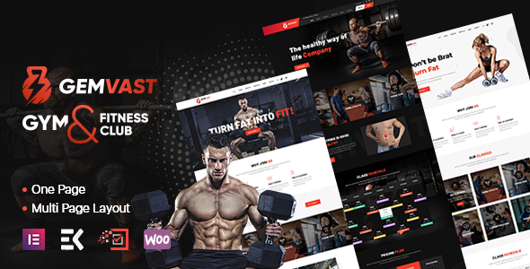 Gemvast – Gym Fitness Club Multipage, Onepage WordPress Theme