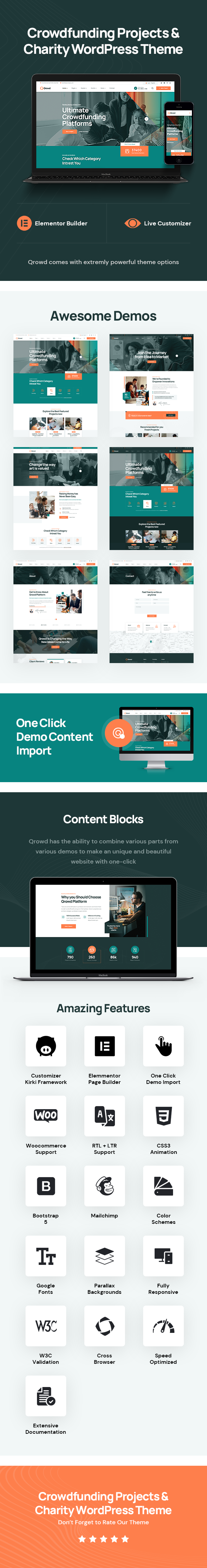 Qrowd - Crowdfunding Projects & Charity WordPress Theme - 1