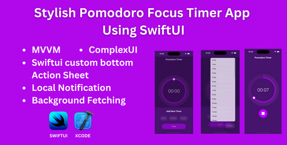 Stylish Pomodoro Focus Timer App Using SwiftUI