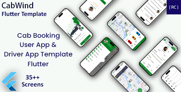 Taxi App | Cab Booking App | Rider App + Driver App Template | Flutter | CabWind