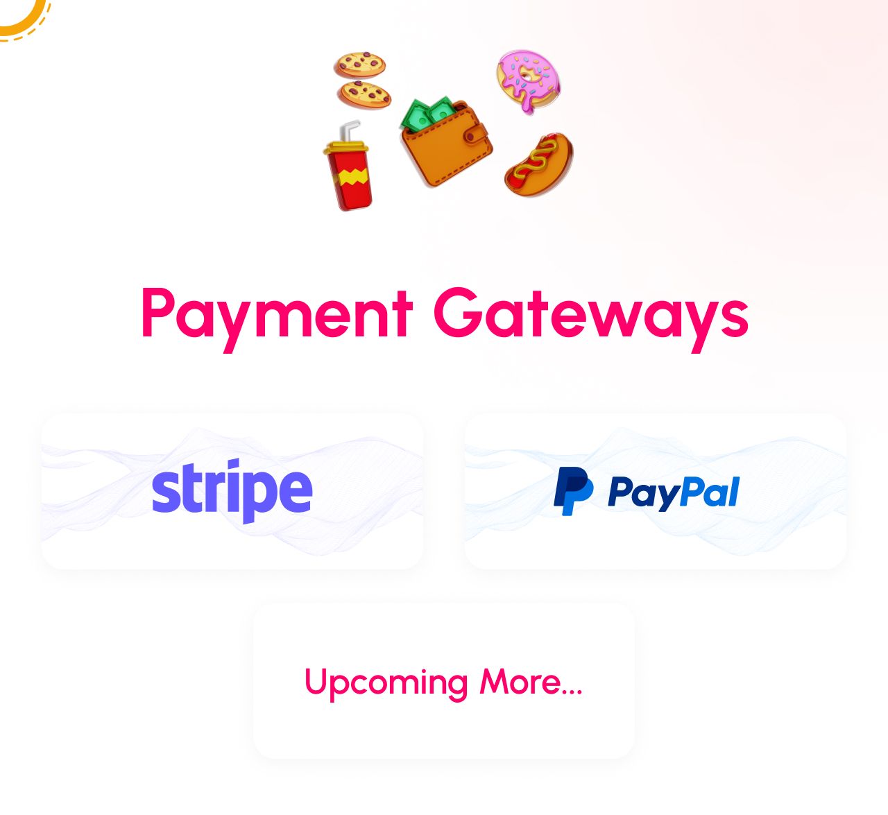 Payment Gateway's included with foodking