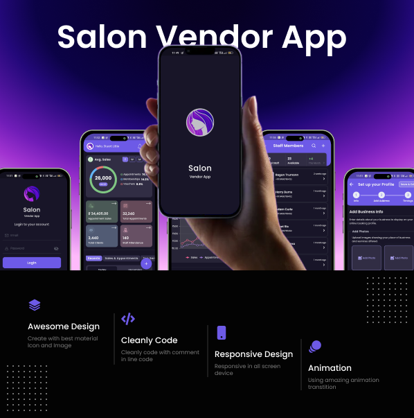 Salon Vendor Flutter App - UI Kit - 1