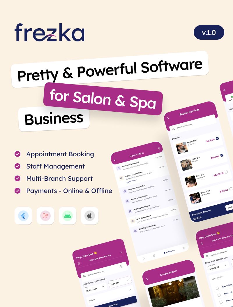 Frezka - Powerful Flutter Solution for Salon and Spa Business - 8