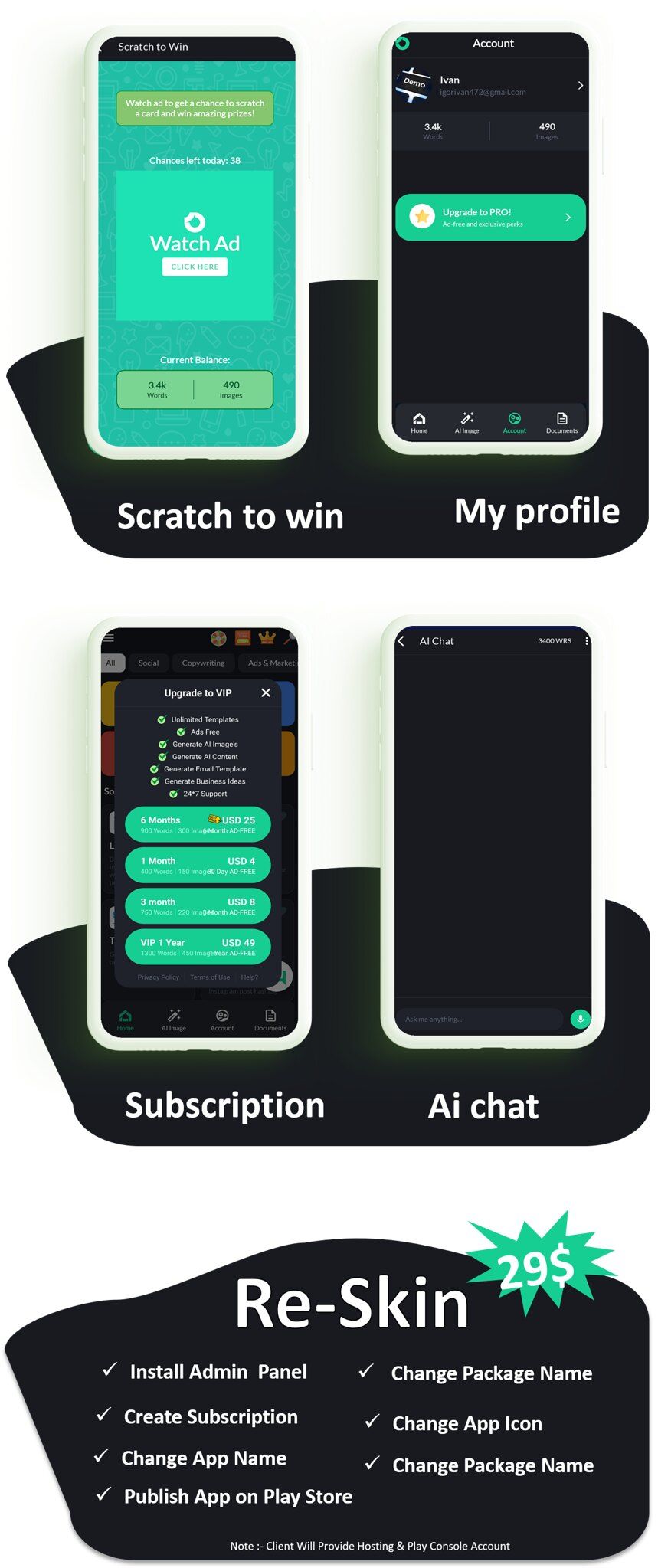 Will Aibot - OpenAI Content Creator | Ai Image Generator | Lucky Wheel & Scratch Payment gateway - 5