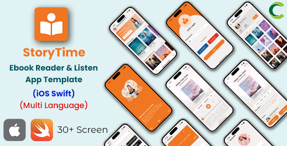 Ebooks Reader and Audiobooks Listen App template in iOS Swift | StoryTime | Multi Language