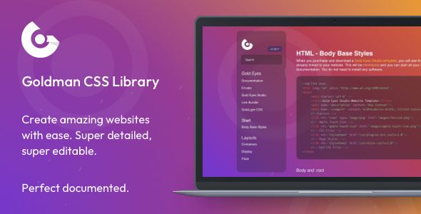 Goldman - CSS Library For Build Websites - code.market