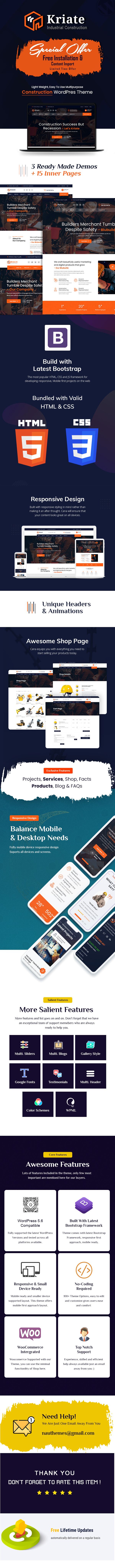 Kriate Construction WordPress Theme Features List