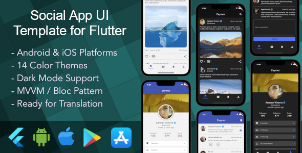 Social App UI Template for Flutter