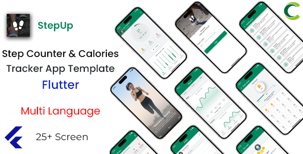 Step Counter and Calories Tracker App template in Flutter | StepUp | Multi Language