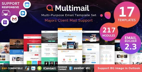 Multimail | Responsive Email Set + Template Builder - Newsletters Email Templates