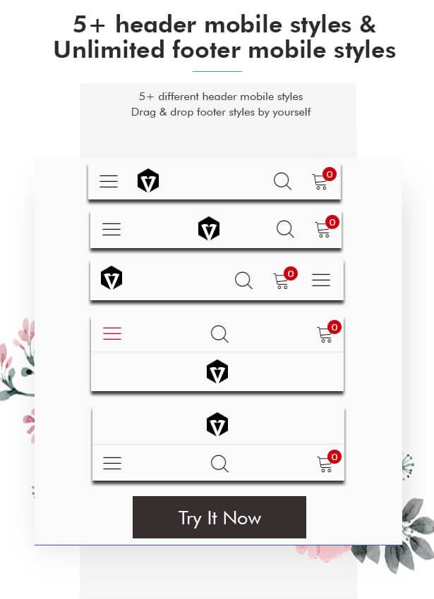 5+ mobile header styles