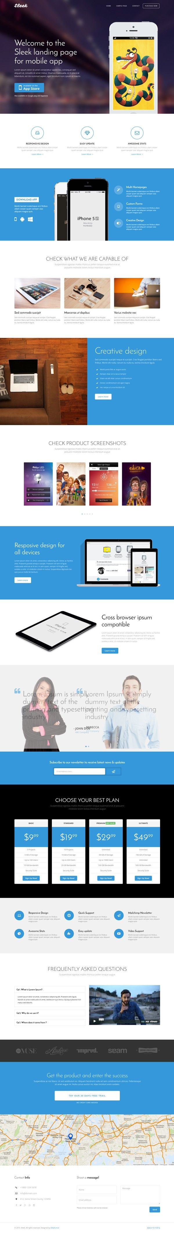 sleek landing page