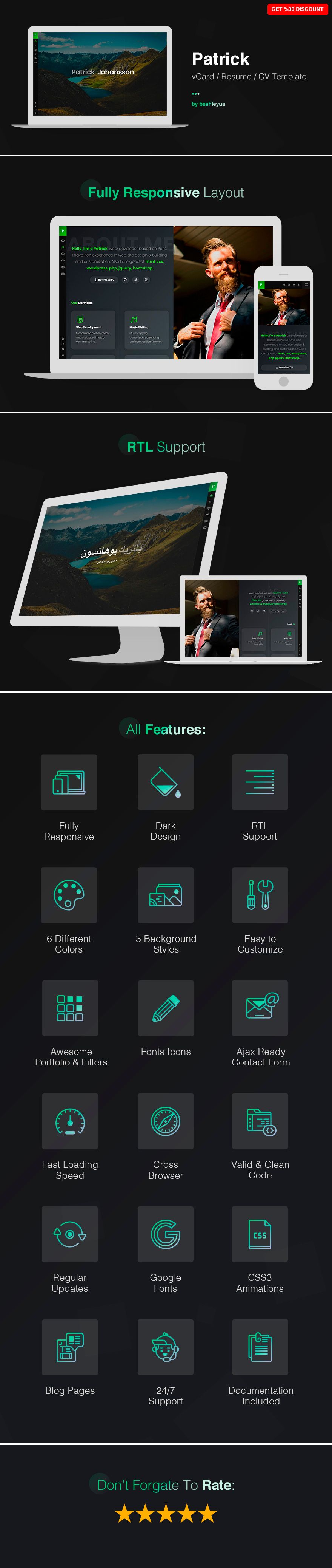 Patrick Personal CV Resume Jekyll Template code.market