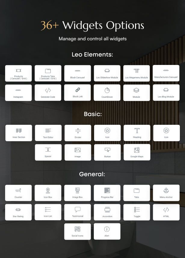 36+ Available widget elements  