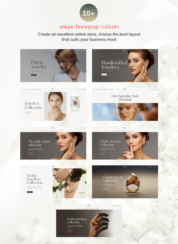10+ unique homepage variants