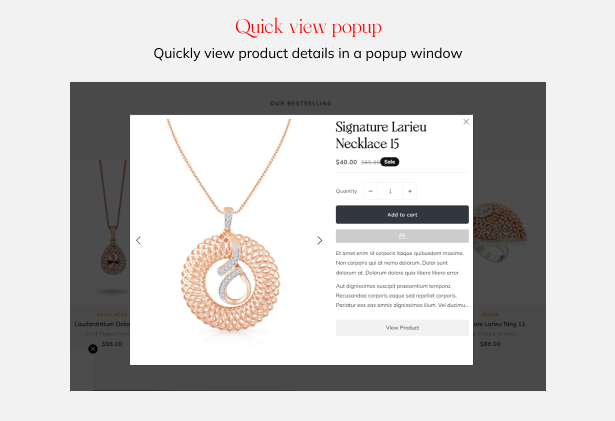 Quick view popup