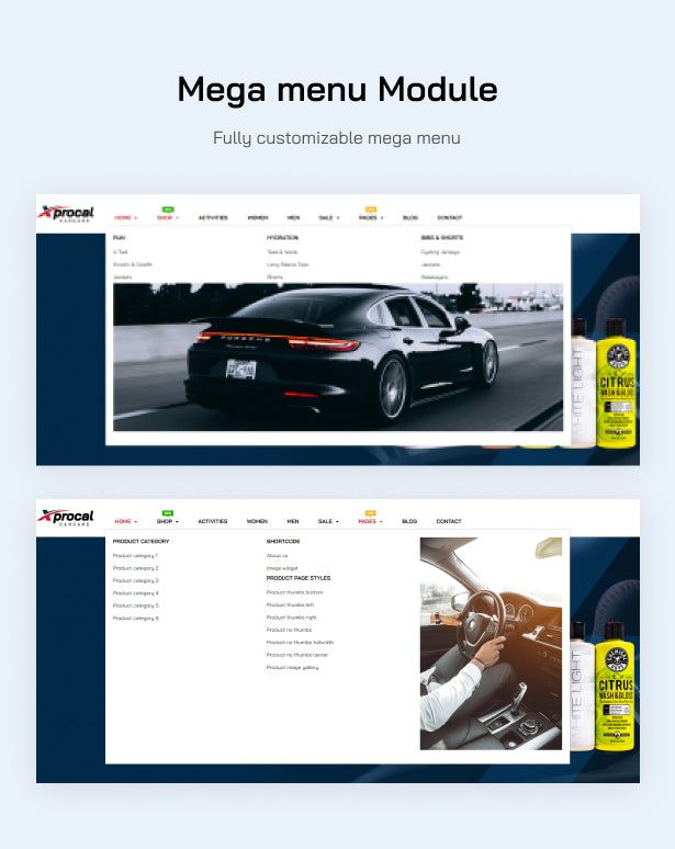 Top Horizontal Mega menu