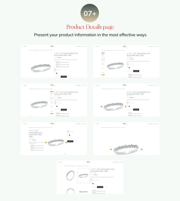 Numerous product details page layout