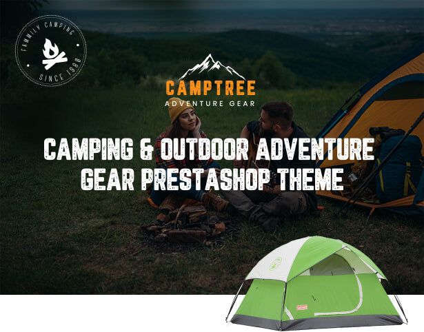 Leo Camptree Modern Adventure, Camping & Outdoor Gear Shop Prestashop Theme
