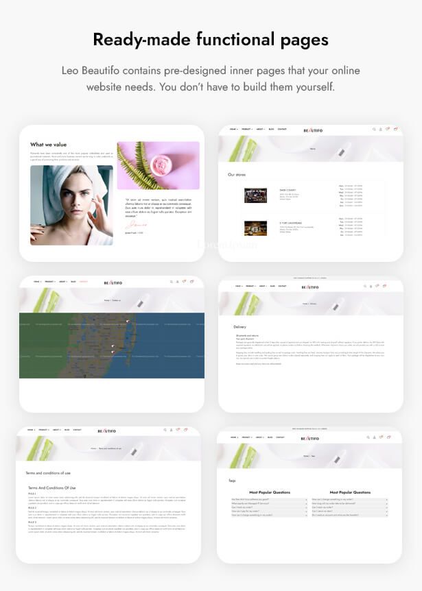 Ready-made functional pages
