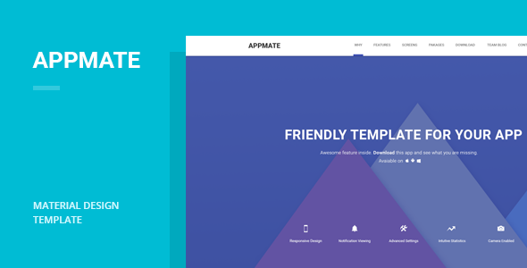 Appmate – Material Design App Landing Template