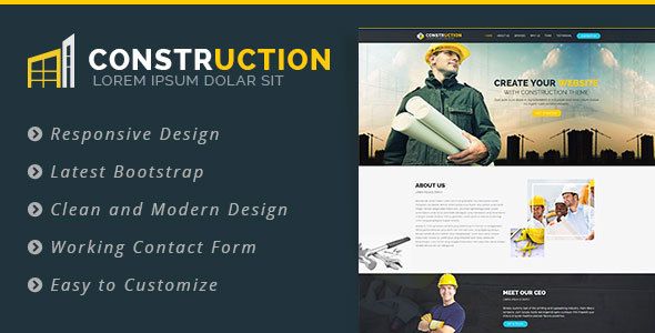 Construction - Bootstrap Landing Page - code.market