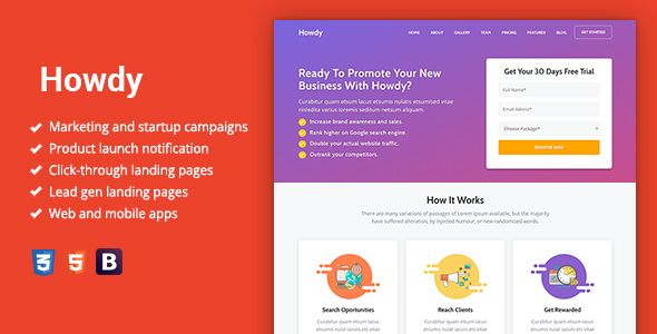 Howdy – Multipurpose High-Converting Landing Page Template