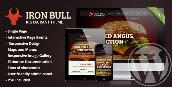 Iron Bull Restaurant Concrete5 Theme image