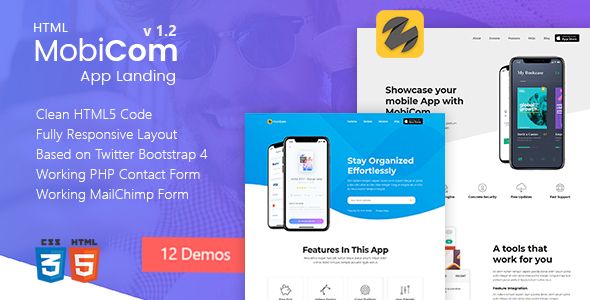 MobiCom – Mobile App Landing Pages Pack
