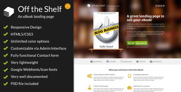 Off the Shelf – Responsive E-Book Landing Page