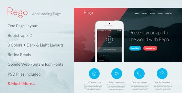 Rego – App Landing Page