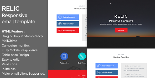 Relic – Responsive Email with Online Editor