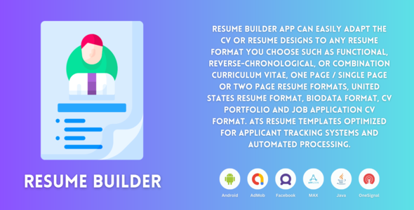 Resume Builder- CV Maker Android Source Code With Admob | Facebook | AppLovin Ads