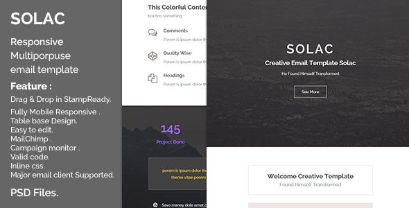 Solac – Responsive Multiporpuse Email with Online Editor