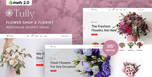 Tully - Flower Shop & Florist Responsive Shopify 2.0 Theme Shopify Shopify Ecommerce